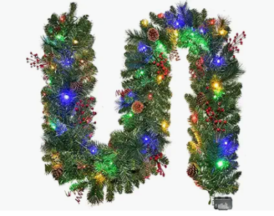 9-Foot Lighted Berry Christmas Garland